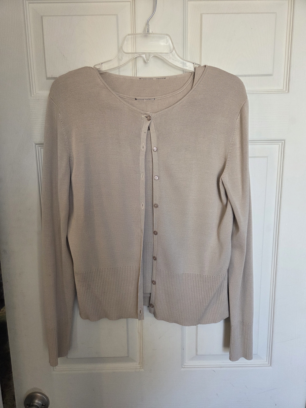 Women's Classic 2 Piece Set Knit Tank And Cardigan Sweater - Cream